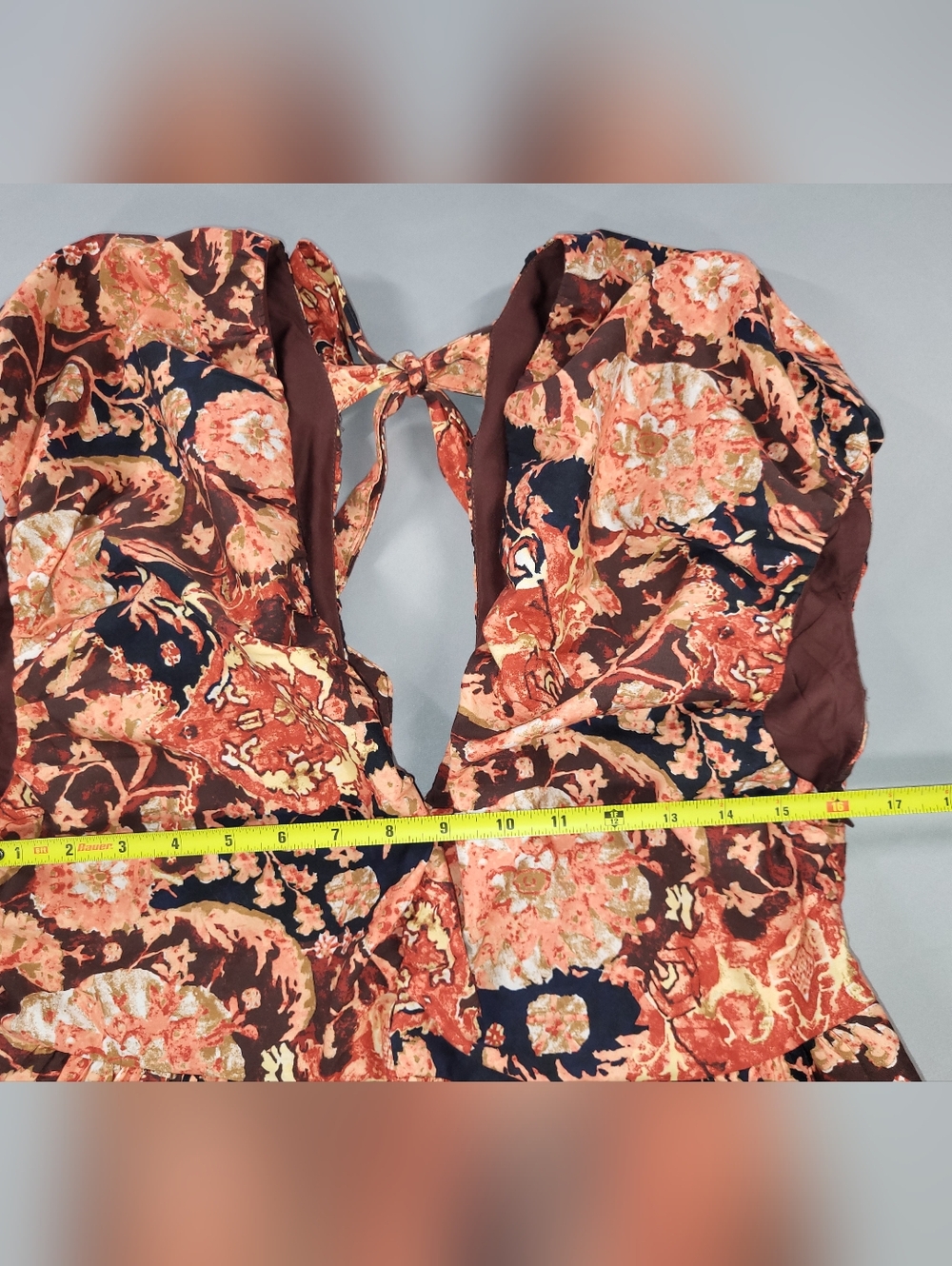 Anthropologie Floral Tie-Back Dress - Navy & Rust - Picture 13 of 14